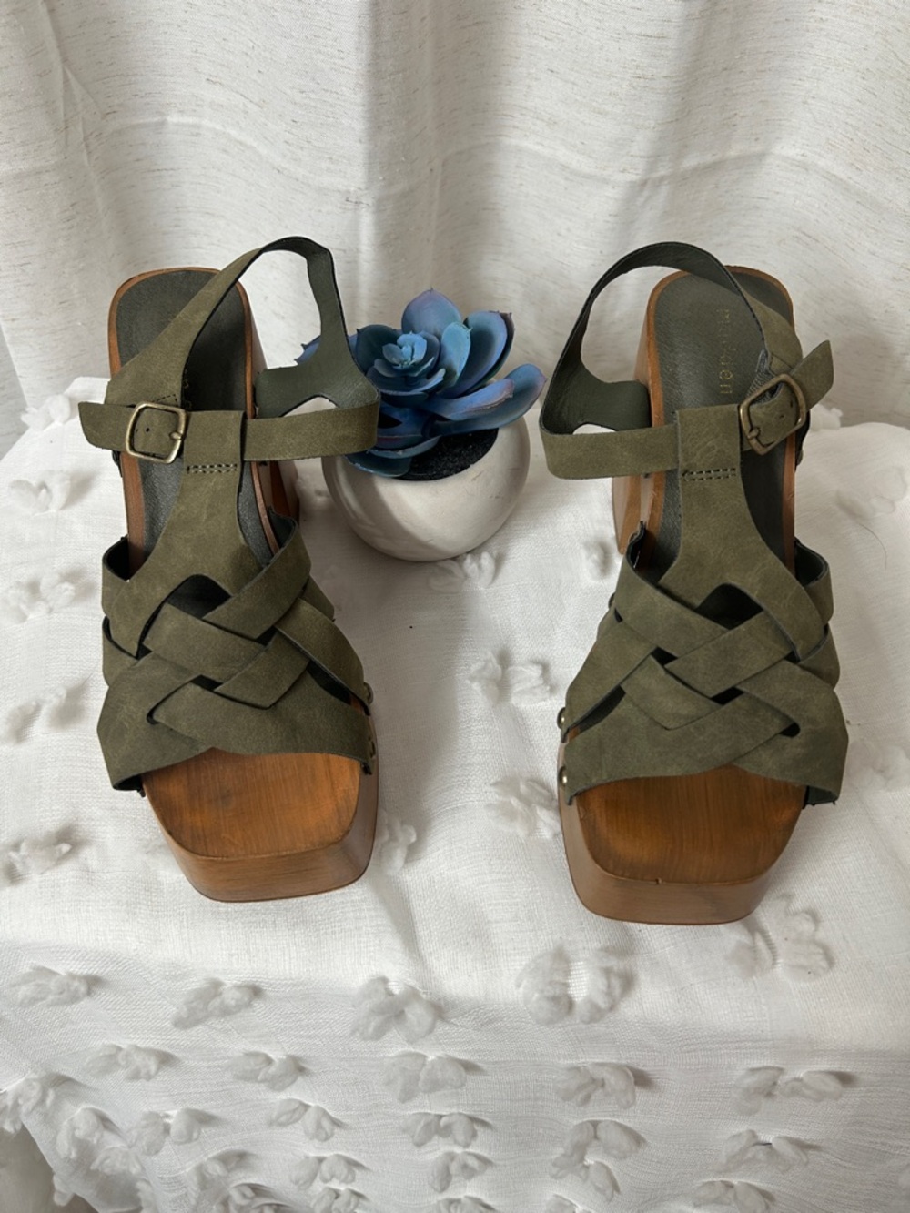 Madden Girl Olive Green Woven Platform Sandals